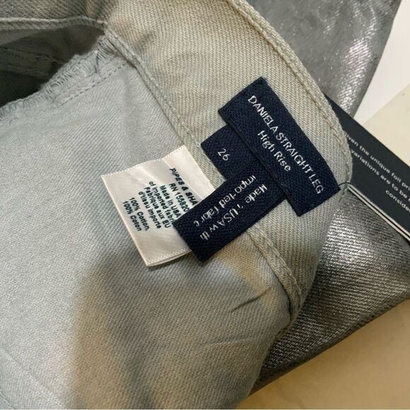 NWT Veronica Beard Daniela Straight-Leg Metallic Jeans size 26 - Picture 8 of 9